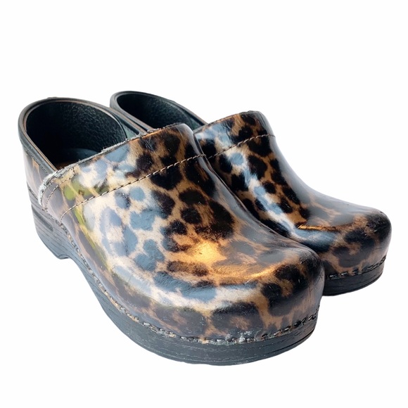 cheetah print nursing clogs